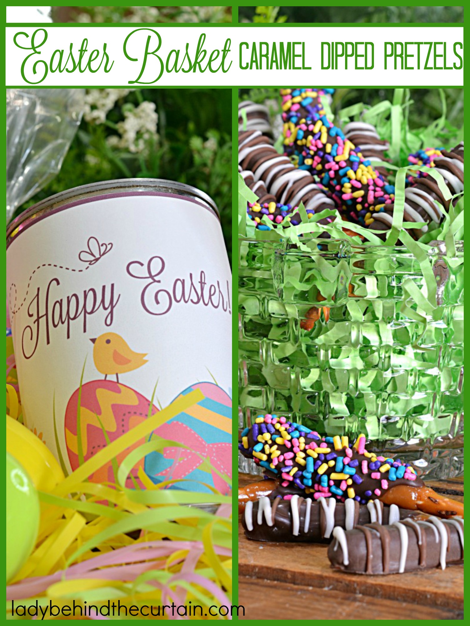 Easter Basket Caramel Dipped Pretzels