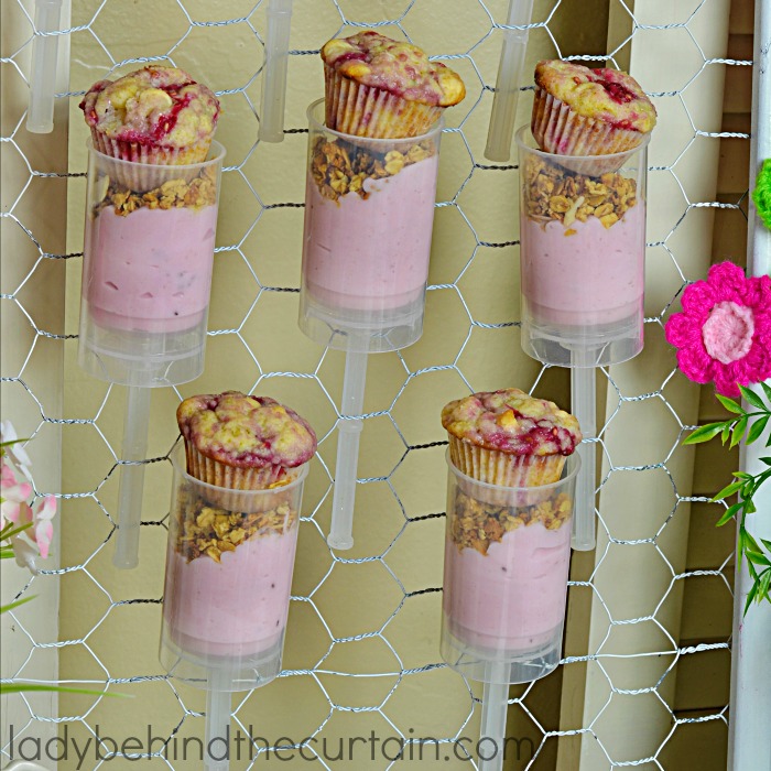 Raspberry Parfaits with Mini Raspberry Muffins