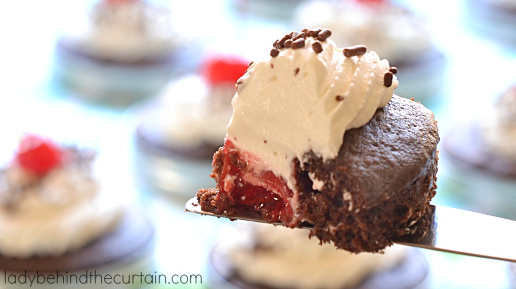 Mason Jar Lid Black Forest Cakes | These super fun little cakes made in a wide mouth mason jar lid scream PARTY! 