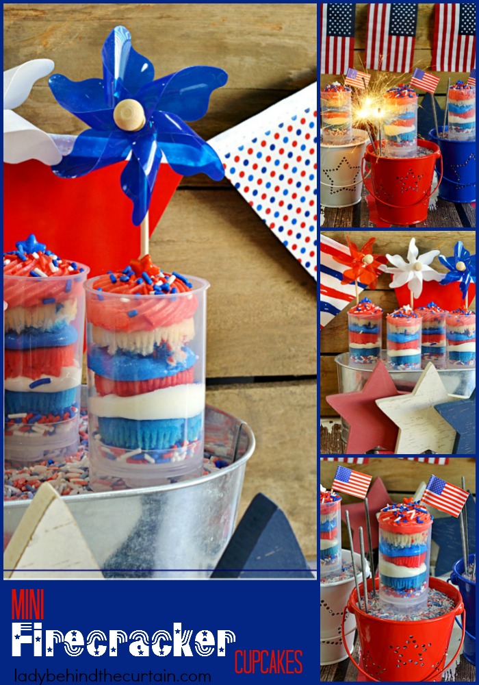 Mini Firecracker Cupcakes | Celebrate Memorial Day or the 4th of July with these fun easy to make cupcakes!
