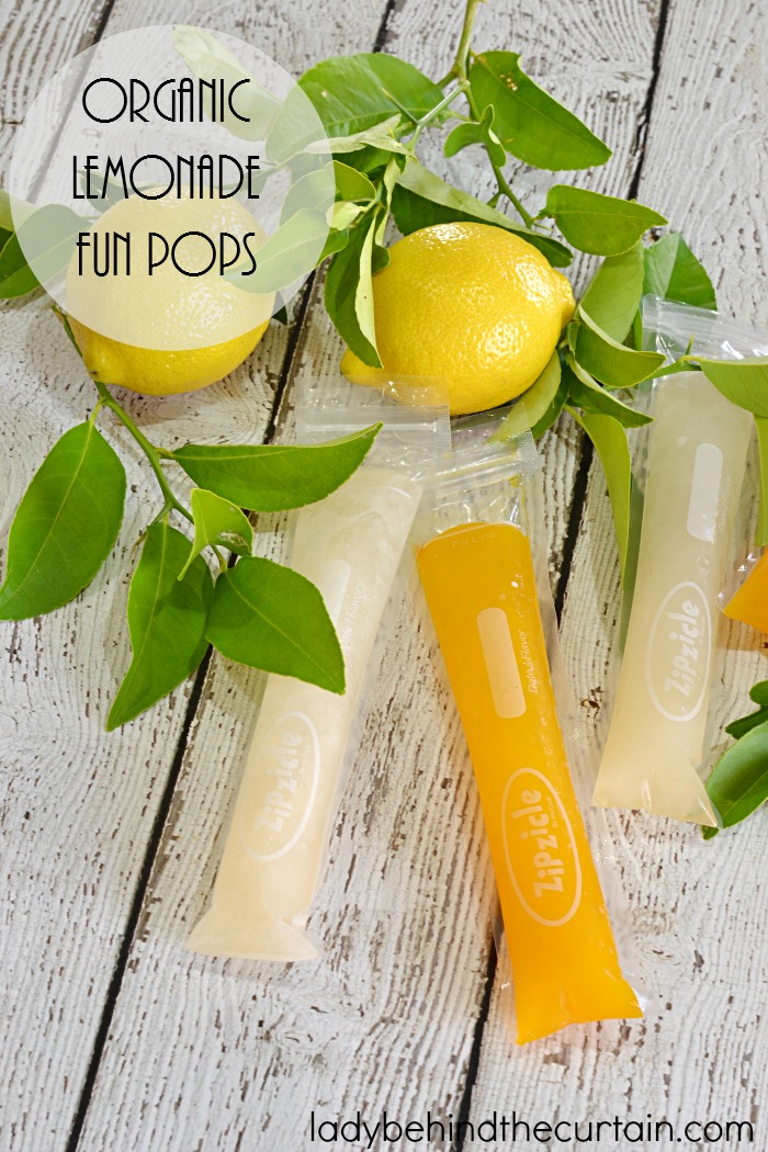 Organic Lemonade Fun Pops | These fresh fun pops are super easy to make. I love that they aren't full of sugar and things I can't pronounce. The great thing about these pops are how easy they are to customize to your families tastes. What makes them fun are the nifty little zip top bags you make them in.