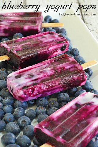 Blueberry Yogurt Pops | These pops are made with simple healthy ingredients that will make moms happy and tasty ingredients that will make the kids happy.
