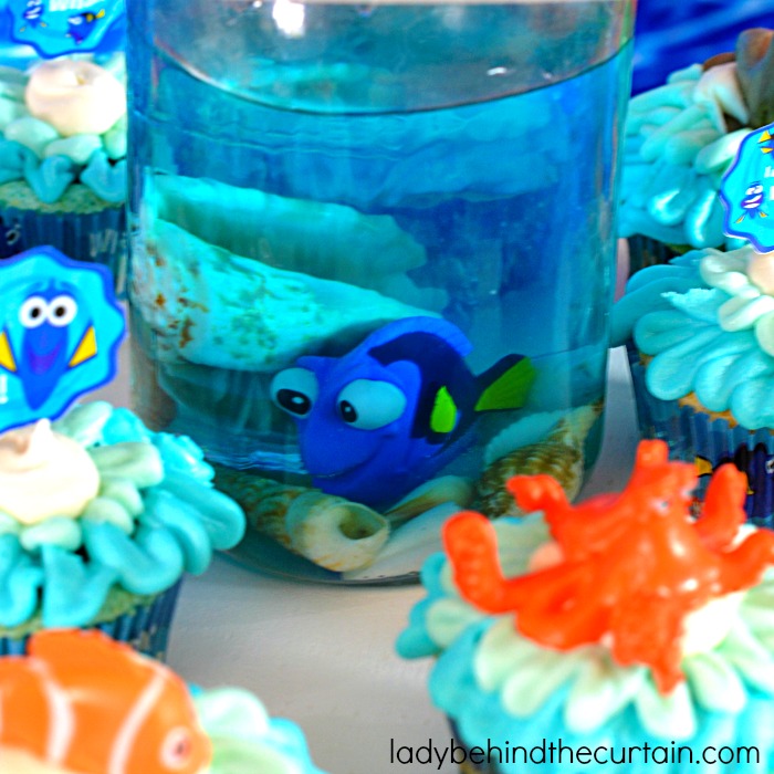 Finding Dory Ocean Water Cupcakes | Perfect for a Finding Dory Party, pool party, or to celebrate shark week! 