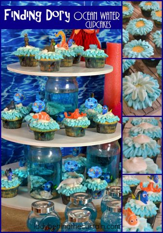 Finding Dory Ocean Water Cupcakes | Perfect for a Finding Dory Party, pool party, or to celebrate shark week!