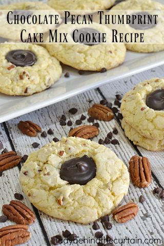 Chocolate Pecan Thumbprint Cake Mix Cookie Recipe | Simplify your favorite recipe by using a cake mix! I am confident this chocolate pecan thumbprint cookie recipe will become your all time favorite.