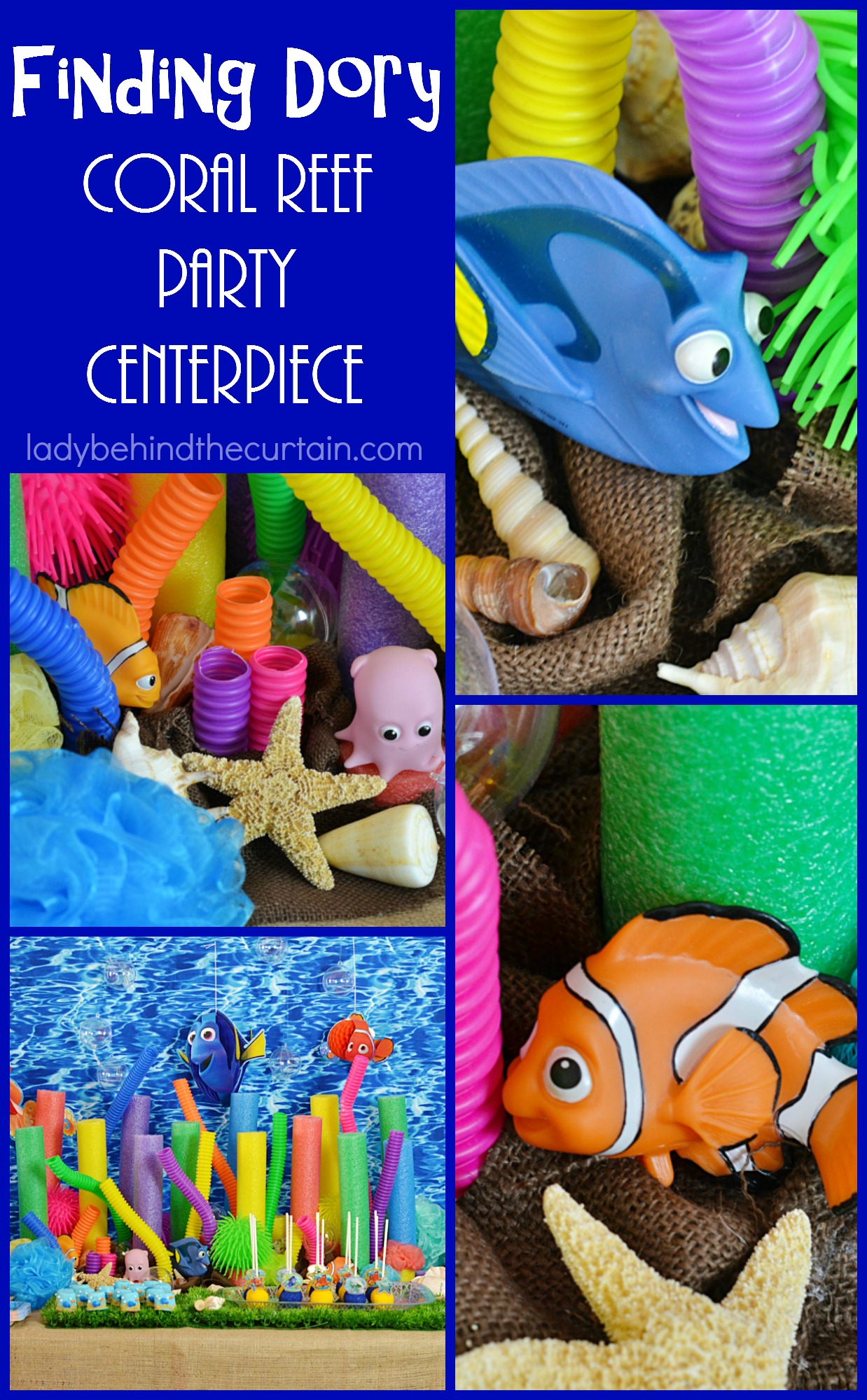 Finding Dory Coral Reef Party Centerpiece | Create a fun and easy centerpiece with inexpensive items and set the tone for a great party. 