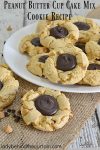 Peanut Butter Cup Cake Mix Cookie Recipe | If you are a fan of peanut butter cups or if you know someone who is.....then this is the cookie for you! The perfect chewy cookie! With a rich peanut butter cookie and a dark chocolate center to cut the richness.