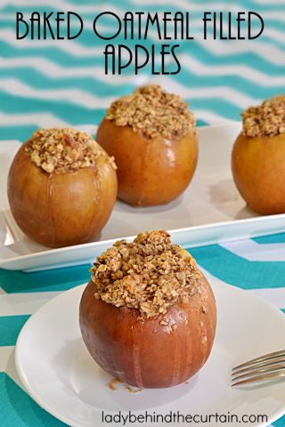 Baked Oatmeal Filled Apples | Breakfast never looked so good or tasted so good! Add more flavor to your baked oatmeal by filling hollowed out apples.