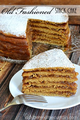 Old Fashioned Stack Cake | With SIX spicy cake layers (more like a gingerbread cookie) and homemade apple butter this cake is sure to be your families new favorite Fall cake.