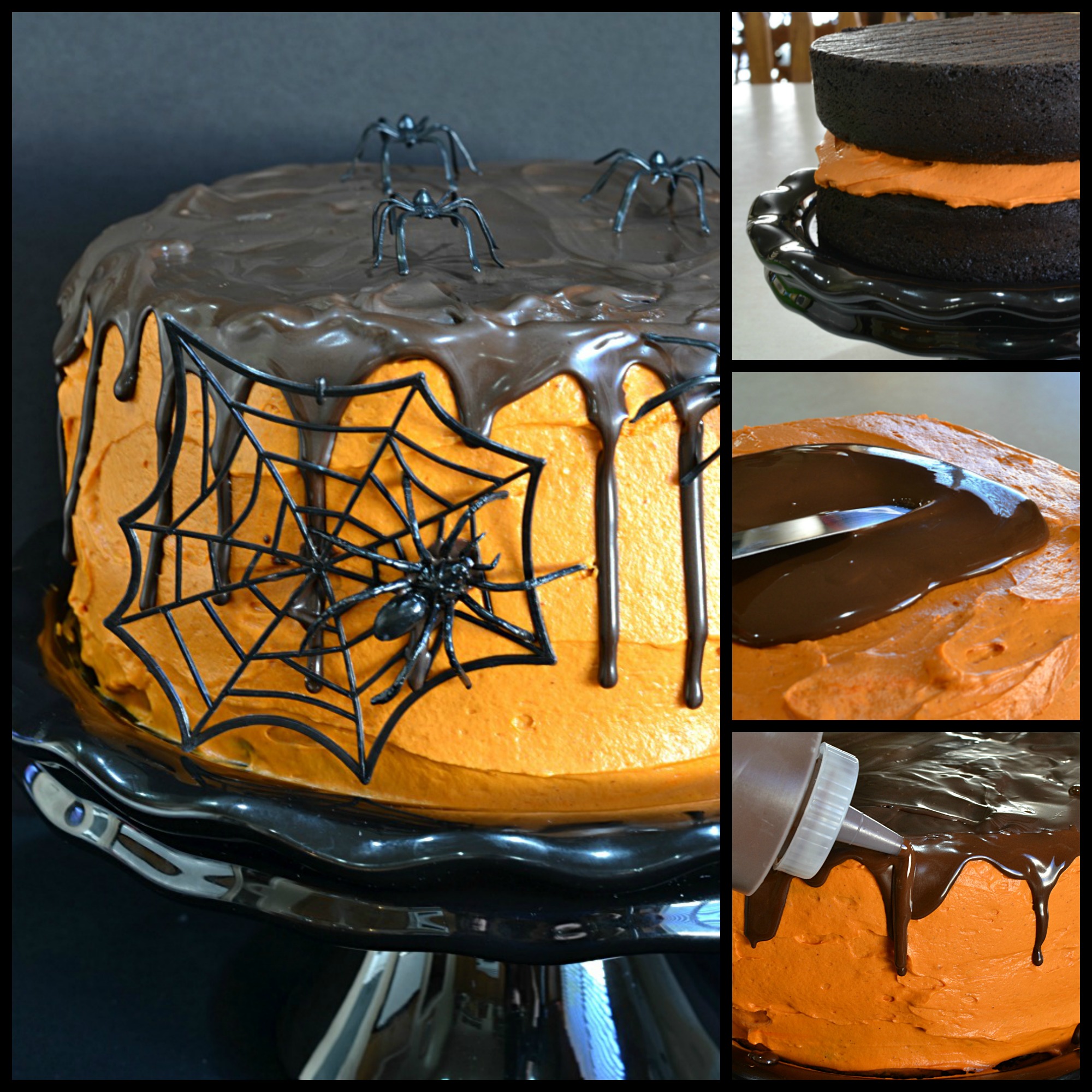 Halloween Chocolate Pumpkin Cake | This cake will be a hit at your Halloween party it not only delivers in flavor but also adds a touch of creepiness to your party table.