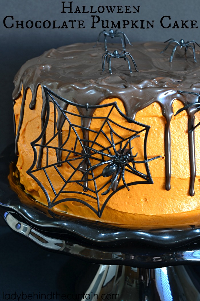 Halloween Chocolate Pumpkin Cake | This cake will be a hit at your Halloween party it not only delivers in flavor but also adds a touch of creepiness to your party table.