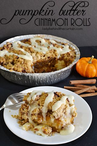 Pumpkin Butter Cinnamon Roll Crumble | These semi homemade cinnamon rolls are just what you need for your next brunch or family breakfast.