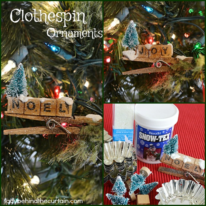 Clothespin Ornaments | Add a touch of warmth and country to your Christmas Tree this year with these homemade ornaments. Perfect as a Teacher gift, hostess gift or party favor. Create your own little snowy scene on top of a clothespin.
