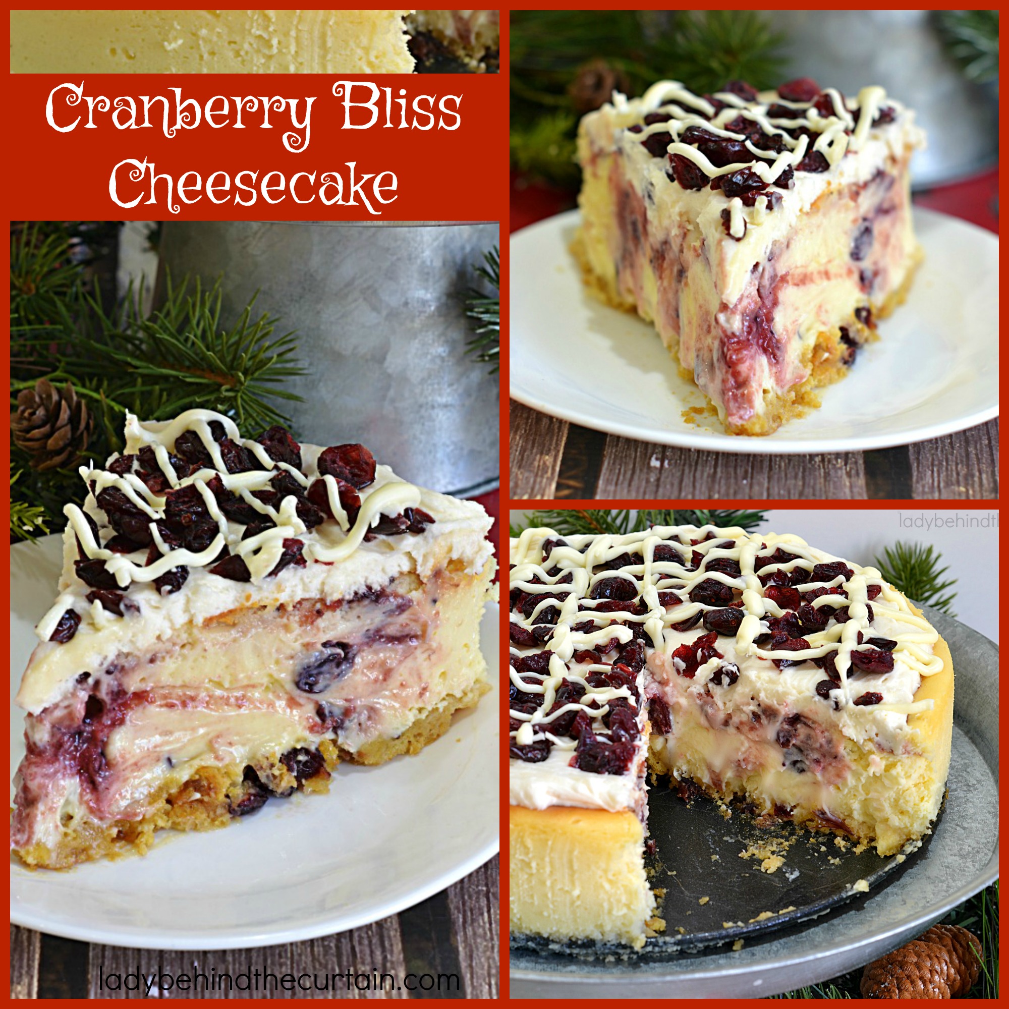 Cranberry Bliss Cheesecake | Dazzle your guests with a delicious Holiday Cheesecake and transform your favorite Holiday Starbucks treat! 