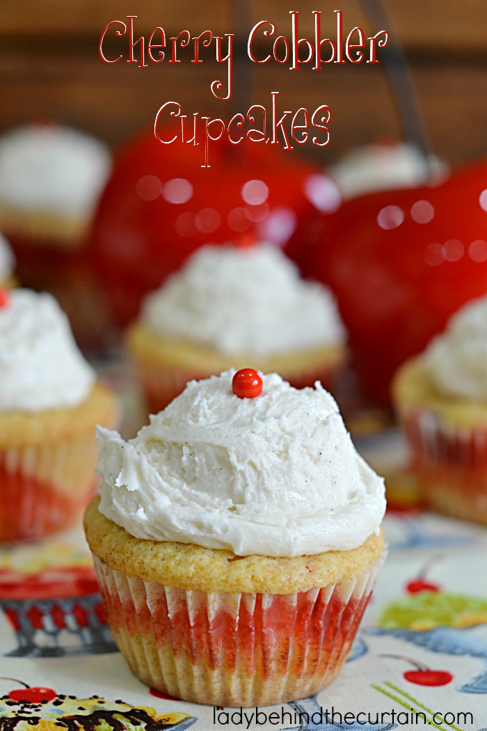 Cherry Cobbler Cupcakes, Summer Barbecue Cupcakes, Cherry Pie, Cherries, Spring Cupcakes, Valentines Day Cupcakes