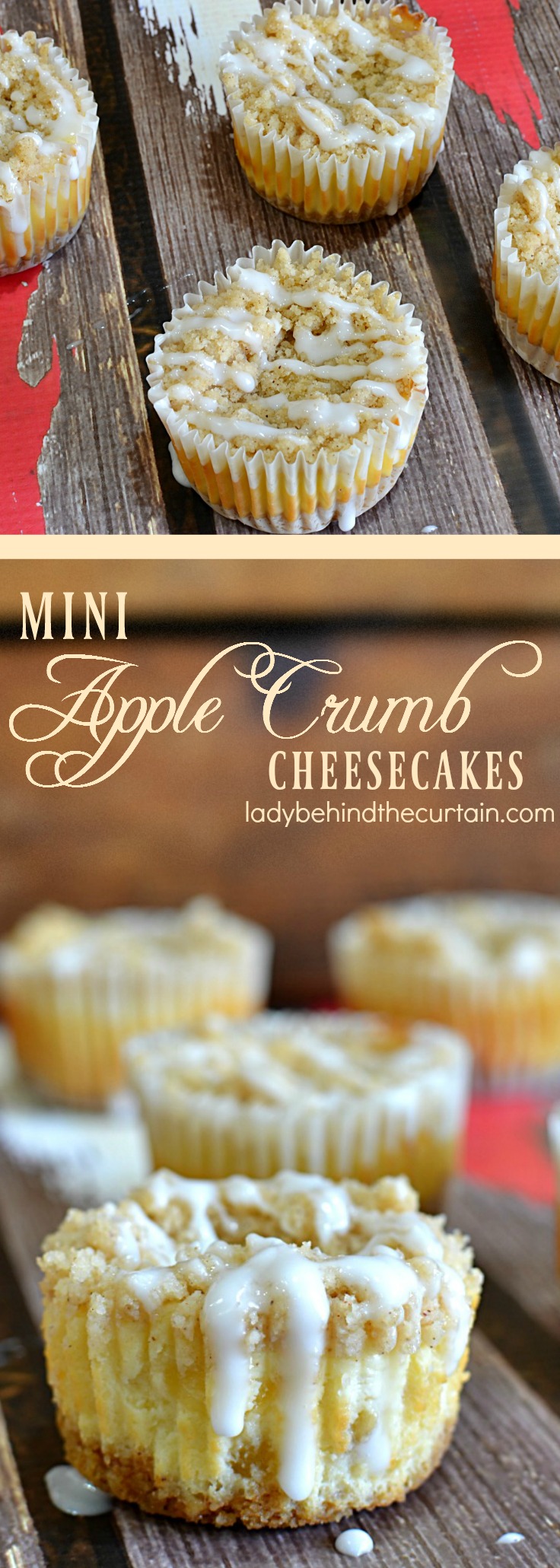 Mini Apple Crumb Cheesecakes| apple pie, easy entertaining, cheesecake, make ahead dessert