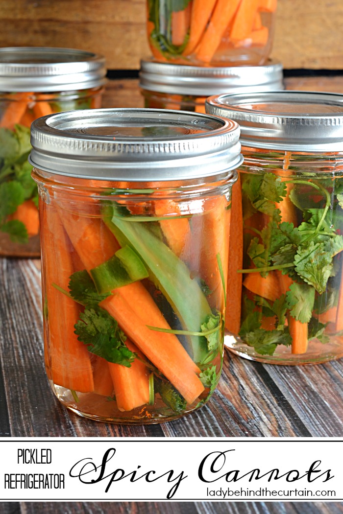 Pickled Refrigerator Spicy Carrots | easy recipe, picnic recipe, hostess gift idea, side dish