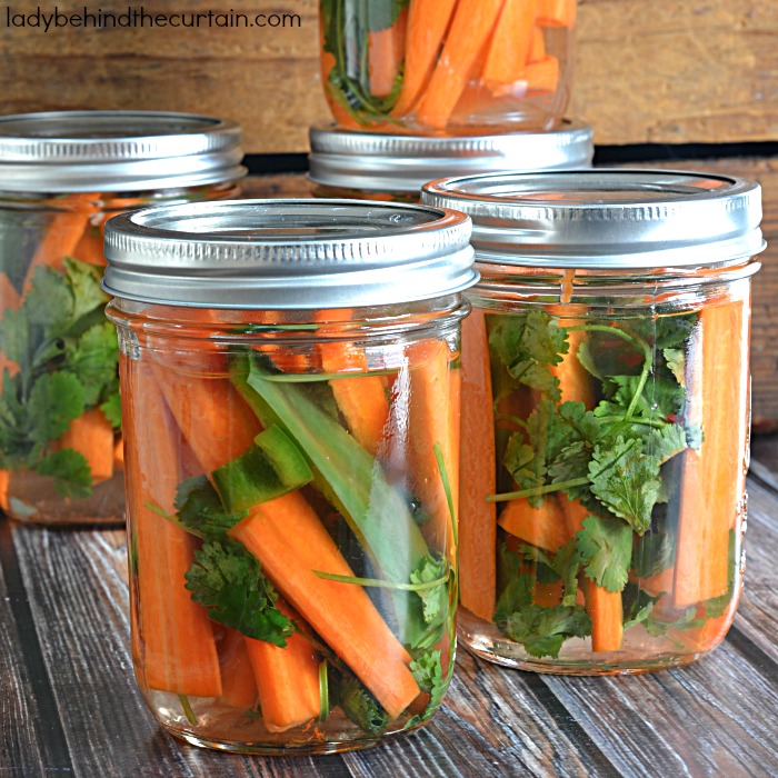 Pickled Refrigerator Spicy Carrots | easy recipe, picnic recipe, hostess gift idea, side dish