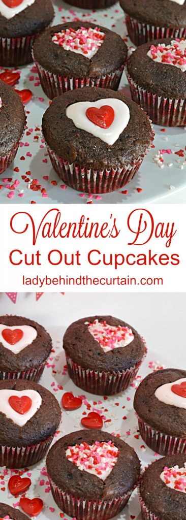 Valentine's Day Cut Out Cupcakes | Valentine's Day party cupcakes, easy cupcake recipe, chocolate, cupakes, Valentine's Day Dessert