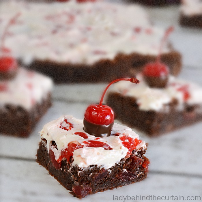 Cherry Brownie Bars | Potluck Brownies, easy brownie recipe, cherry covered chocolate