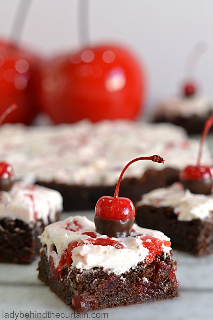 Cherry Brownie Bars | Potluck Brownies, easy brownie recipe, cherry covered chocolate