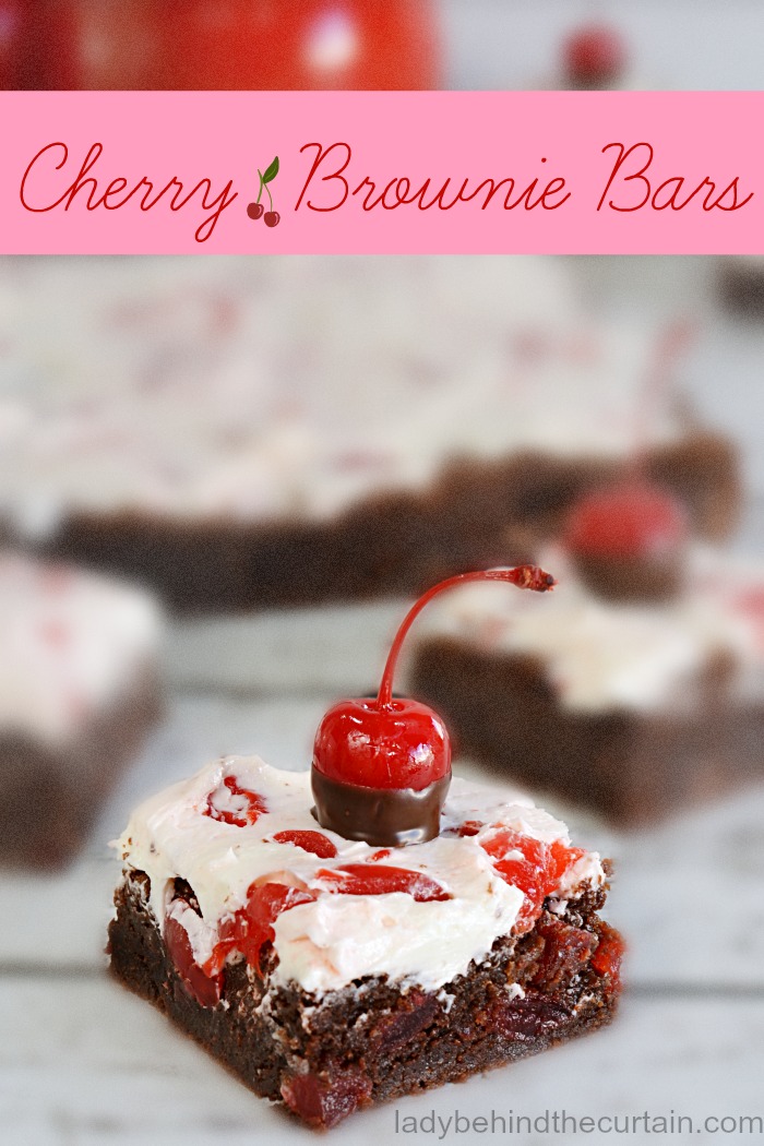 Cherry Brownie Bars | Potluck Brownies, easy brownie recipe, cherry covered chocolate