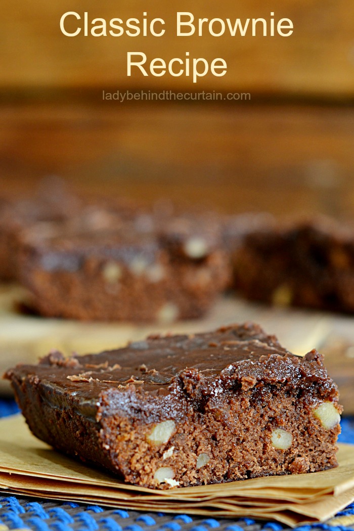 Classic Brownie Recipe| chocolate, easy brownie recipe, summer barbecue recipe, family reunion recipe, potluck recipe