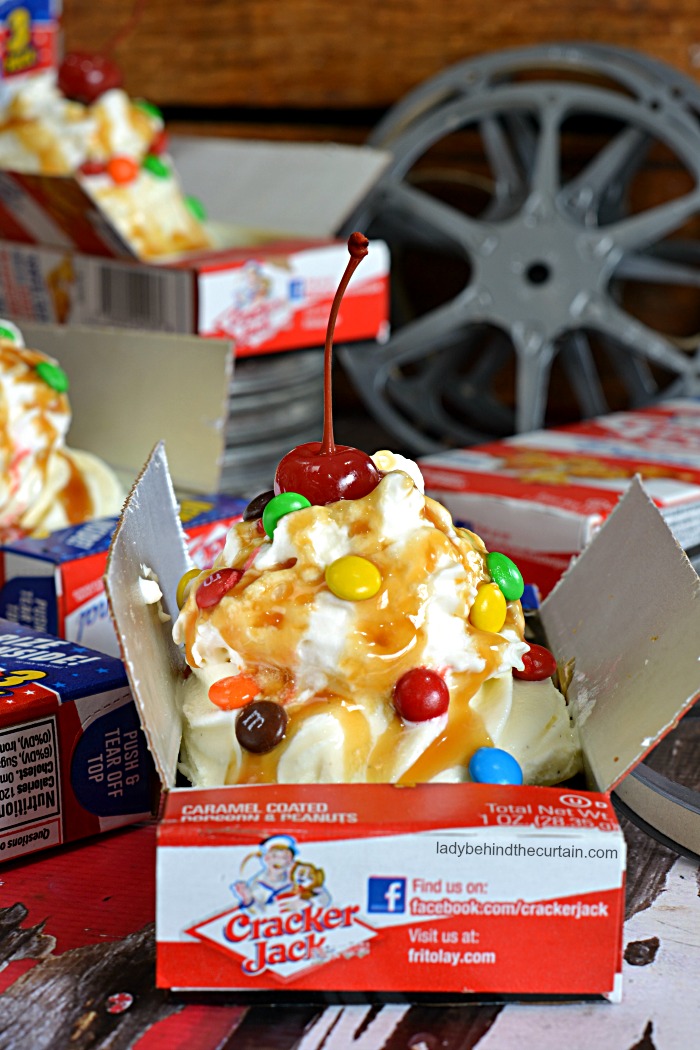 Cracker Jack Ice Cream Sundae | circus party, fair party, movie party, carnival party