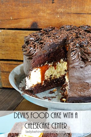 Devil's Food Cake with a Cheesecake Center | Chocolate Cake, Cheesecake, Easy Recipe, Easy Dessert Recipe
