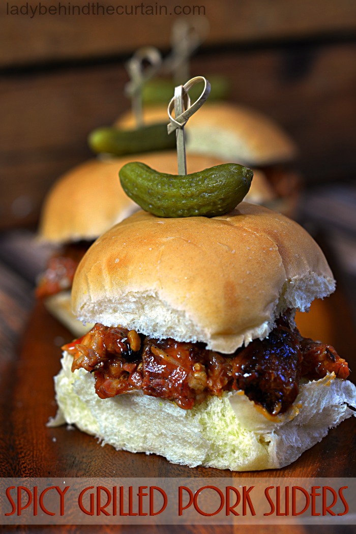 Spicy Grilled Pork Sliders | game day food, pork appetizer, smoked pork, barbecue sauce recipe