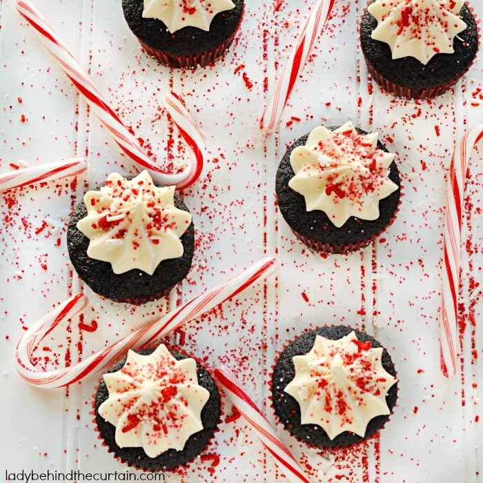 Peppermint Marshmallow Filled Chocolate Cupcakes