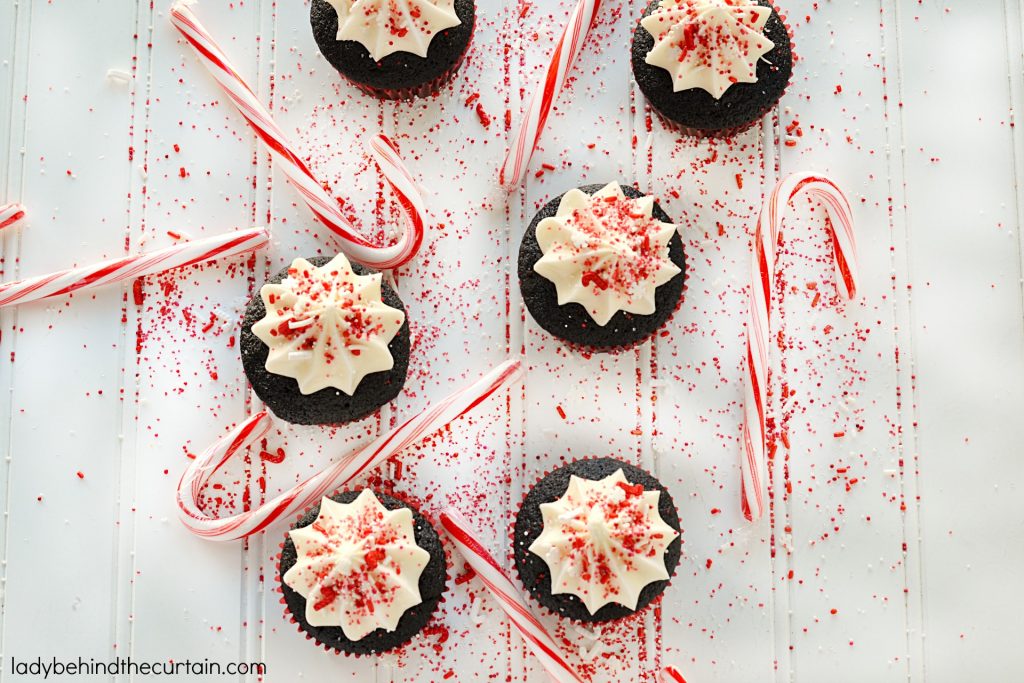 Peppermint Marshmallow Filled Chocolate Cupcakes
