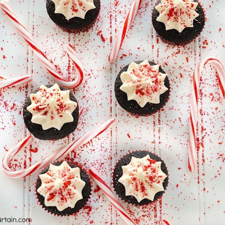 Peppermint Marshmallow Filled Chocolate Cupcakes