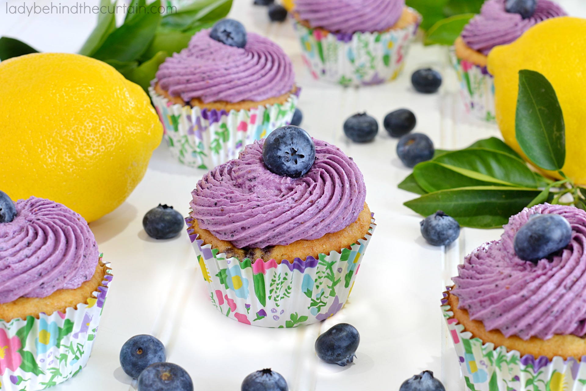 Semi Homemade Lemon Blueberry Swirl Cupcakes