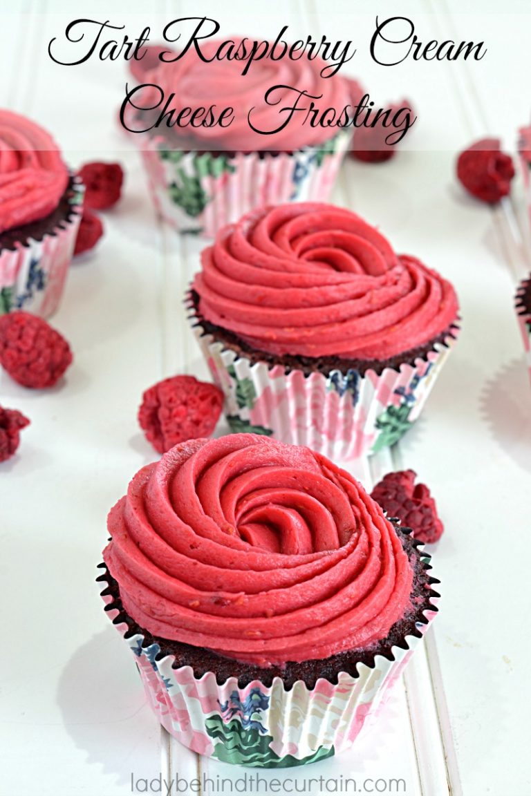 Tart Raspberry Cream Cheese Frosting, freeze dried raspberries
