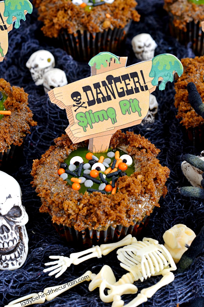 Semi Homemade Slime Pit Halloween Cupcakes