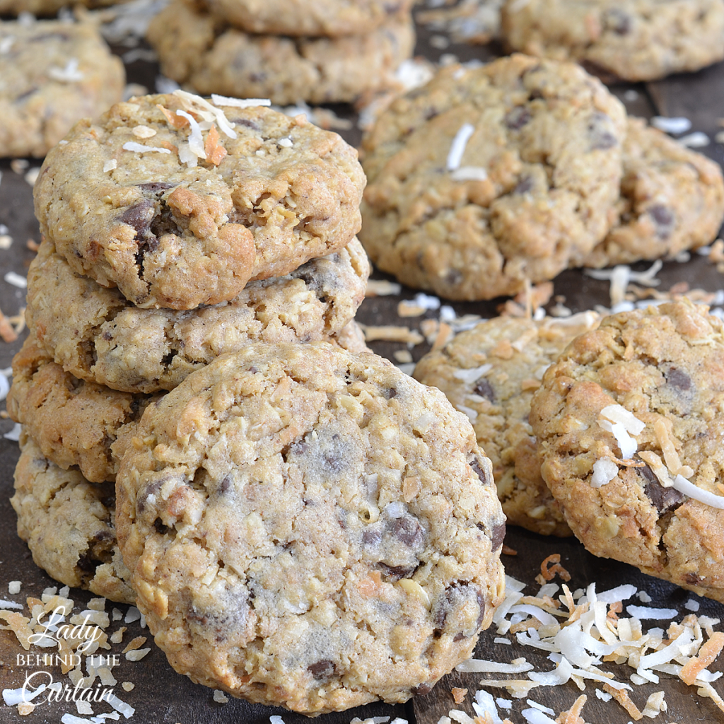 Toasted Coconut Chocolate chip Oatmeal Cookies