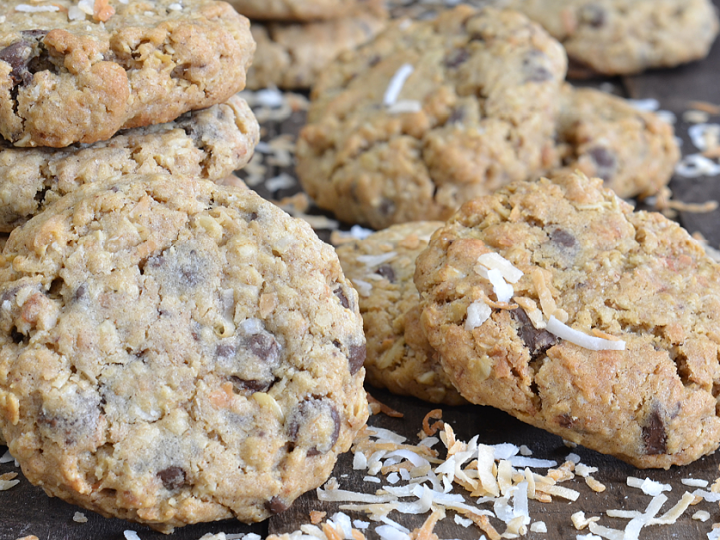 Toasted Coconut Chocolate chip Oatmeal Cookies