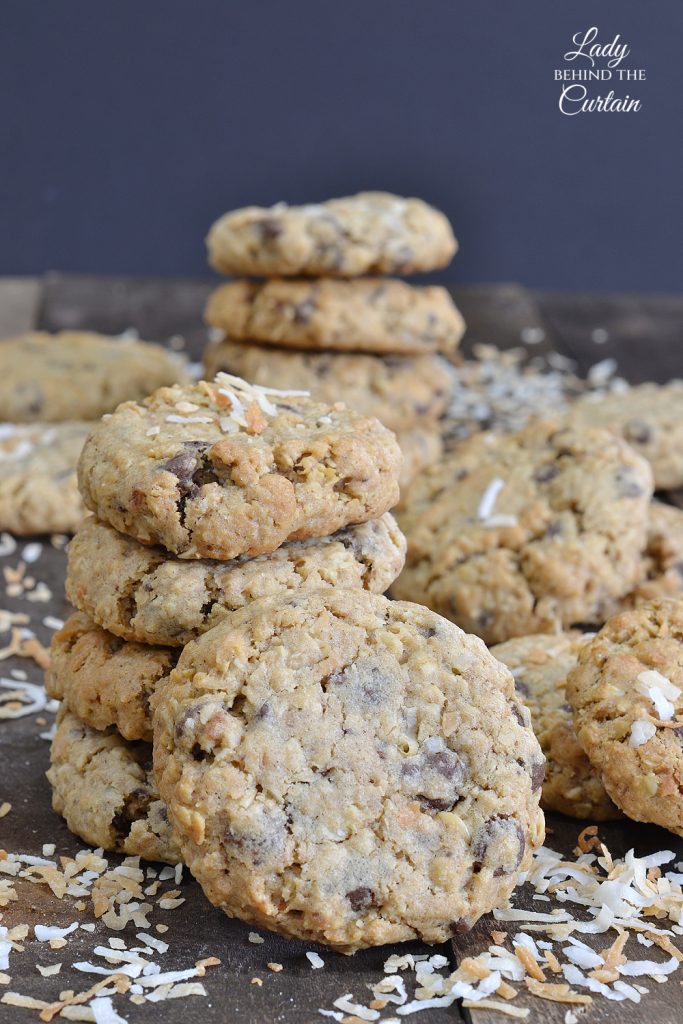 Toasted Coconut Chocolate chip Oatmeal Cookies