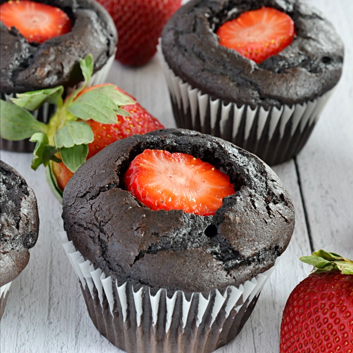 Dark Chocolate Strawberry Cupcakes