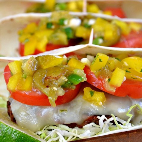 Taco Burgers with Tomatillo Salsa