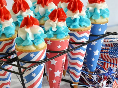 Bomb Pop Ice Cream Cone Cupcakes