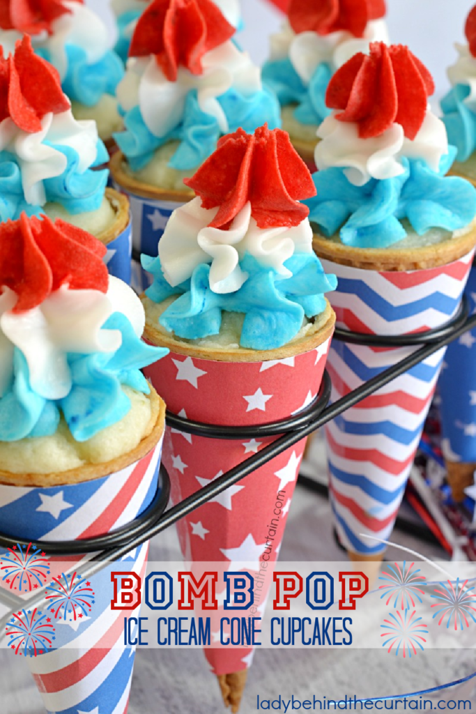 Bomb Pop Ice Cream Cone Cupcakes