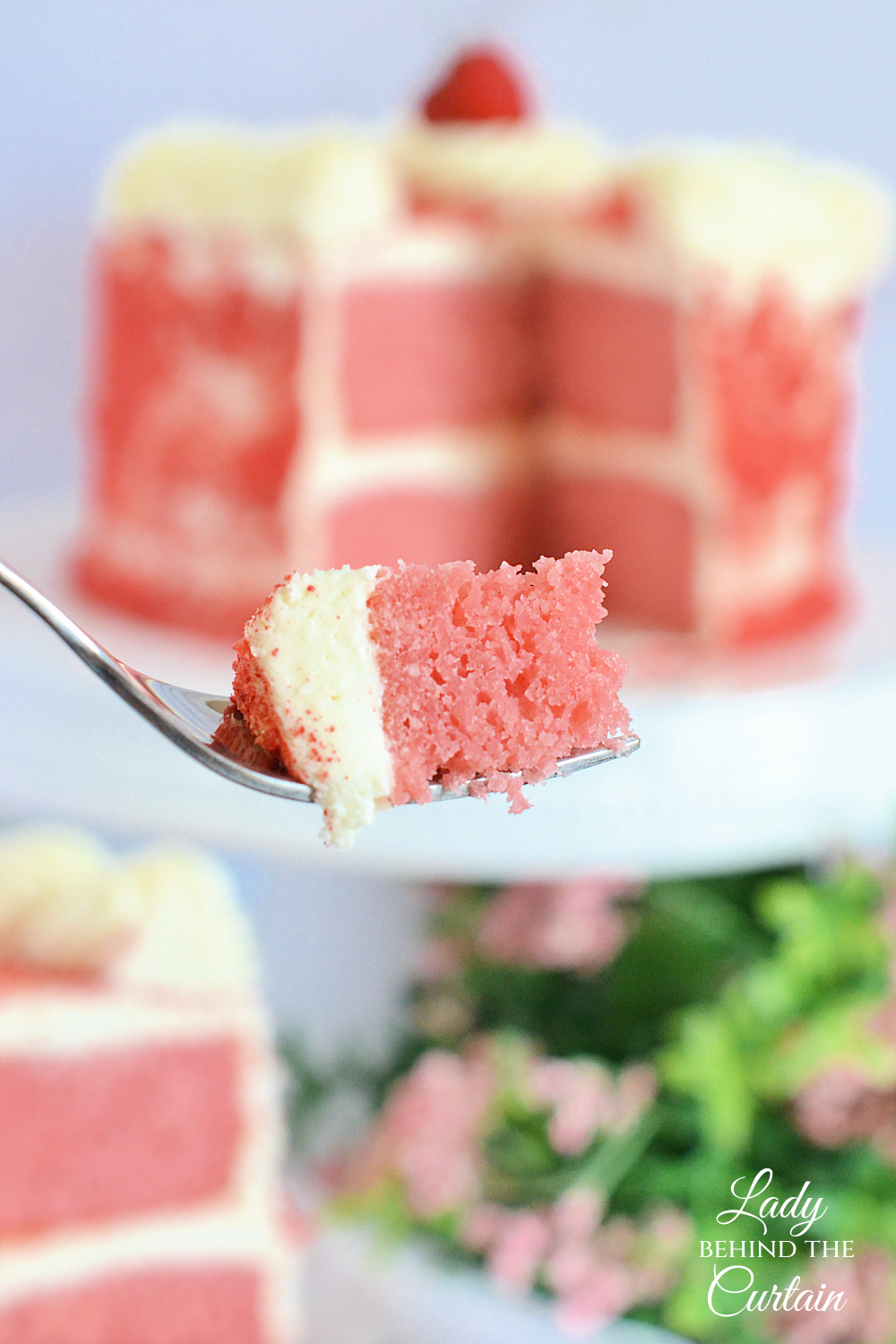 Fresh Strawberry Layer Cake with White Chocolate Cream Cheese Frosting