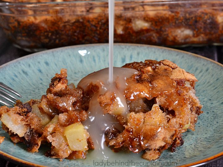 Apple Nut Cake with Hot Rum Sauce