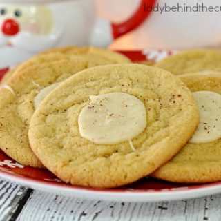 Brown Butter Cookies with an Eggnog Fudge Center