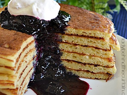 Buttermilk Pancakes with Blueberry Sauce