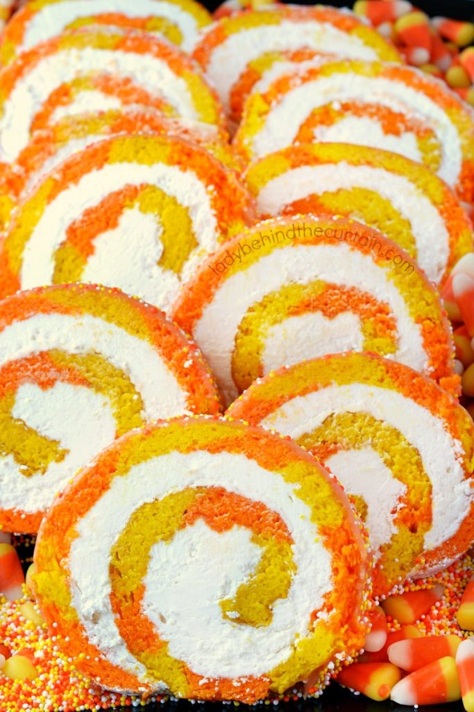 Candy Corn Vanilla Swiss Cake Roll