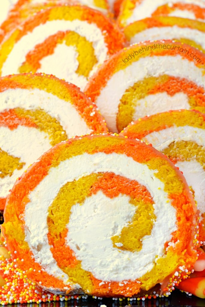 Candy Corn Vanilla Swiss Cake Roll