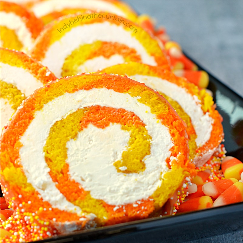 Candy Corn Vanilla Swiss Cake Roll